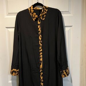 SHEIN Black Dress Animal Print Trim
